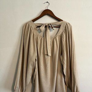 Tan Square Neckline, Tie-Back Top - NWOT